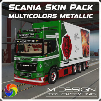 SCANIA R + EKERI TANDEM FL METALLIC SKIN PACK MULTICOLORS - ETS2 MOD